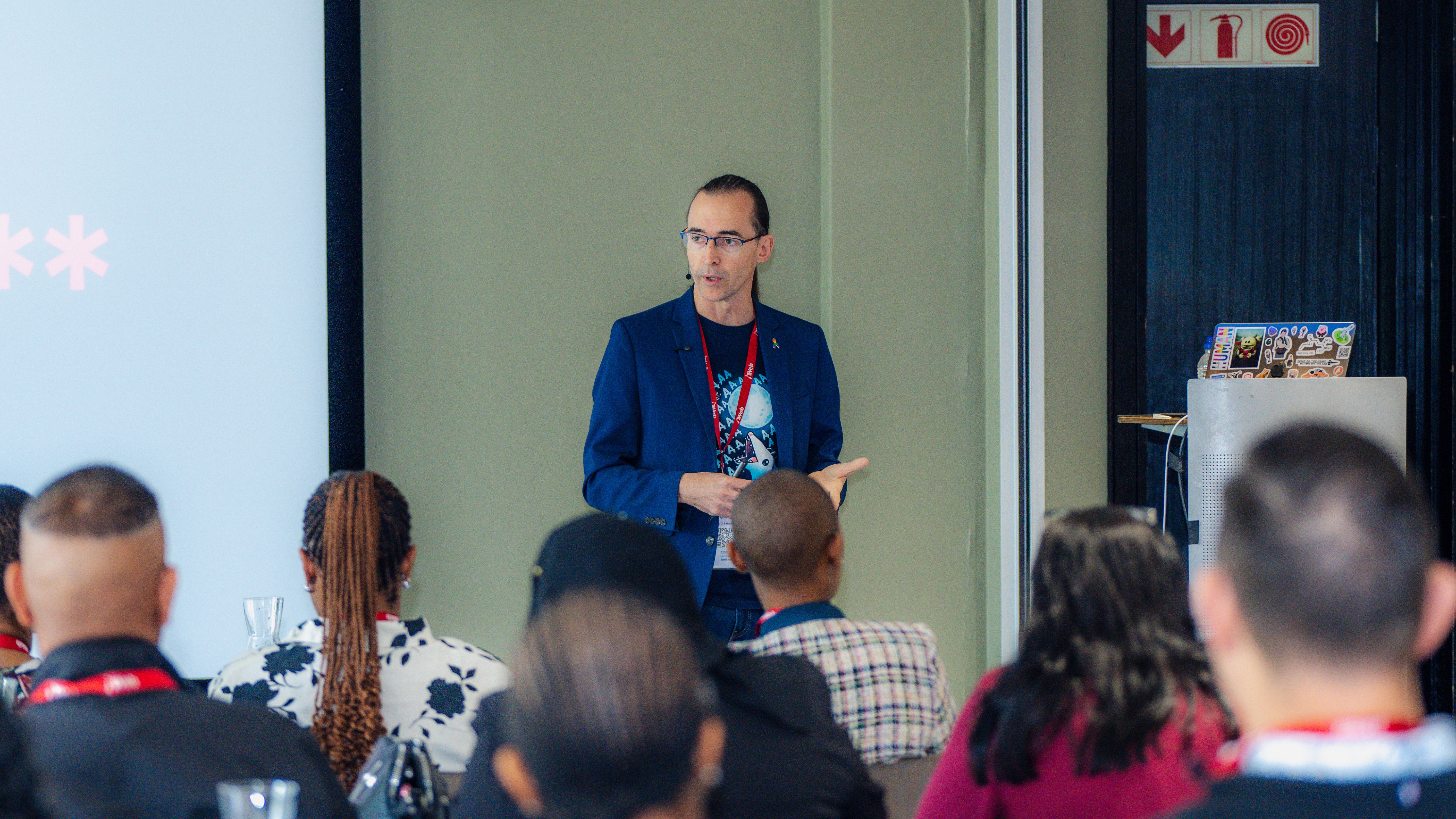 Ross Saunders delivering a keynote at the ITWeb GRC conference 2025
